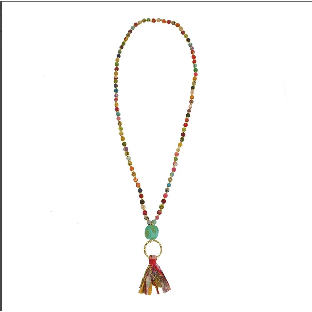 Kantha Tassel Necklace - Picture 2 of 2